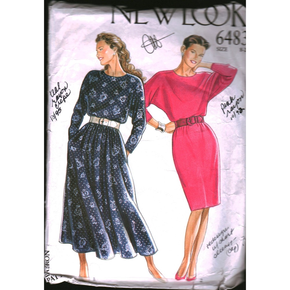 Vintage New Look 6483 Sewing Pattern Womens Dress Sheath Maxi Size 8-20 Retro